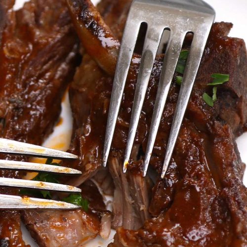 These are the MOST tender lamb shoulder chops you will ever have! Braising is the BEST way to cook this tough cut! Cooked low and slow in the rich red wine sauce, these braised lamb shoulder chops are fall-off-the-bone tender, rivaling the prime cuts at a fine dining restaurant! No need to spend top dollar on expensive cuts!