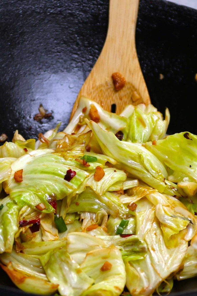 My favorite way to cook Chinese cabbage! This easy stir fry has a balanced savory, tangy, and sweet flavor with a kick of heat. The cabbage is nicely caramelized with a tender but still crunchy texture. Ready in 10 minutes, serve as a side dish to fluffy rice, noodles, or soups!