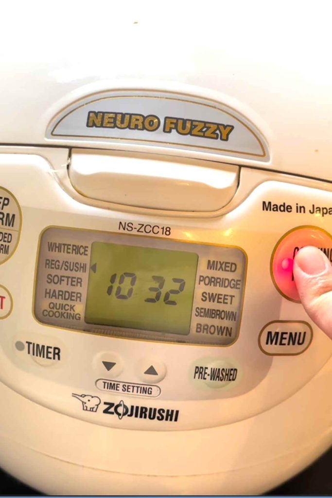 Cook in the rice cooker: select "Regular" and press "start" button