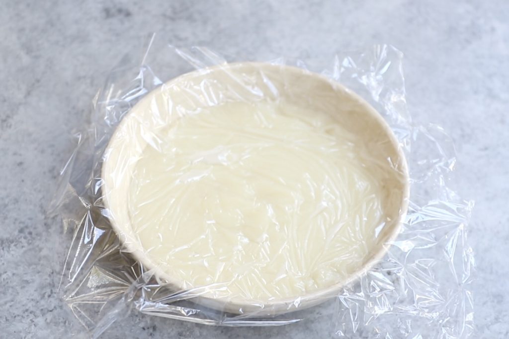 Cover the roux with plastic wrap