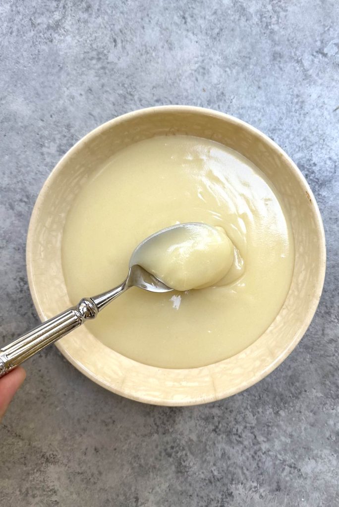 Use a spoon to check the custard-like consistency