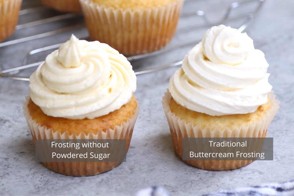 Comparison of frosting made with and without powdered sugar