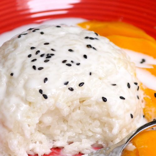 Mango sticky rice served on the plate