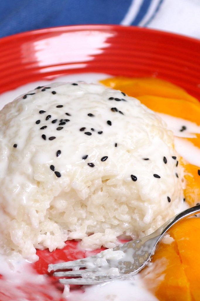 Mango sticky rice served on the plate