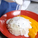 This is a no-soak, foolproof way to make your favorite Thai mango sticky rice! It’s sticky and slightly chewy with the right sweetness you prefer! This recipe will yield about 2 cups of sticky rice, enough for 4 people.