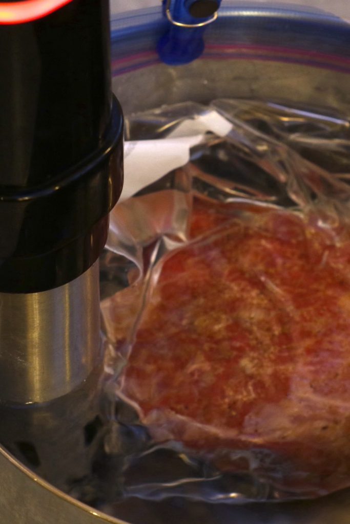 Cooking eye of round in the sous vide water bath