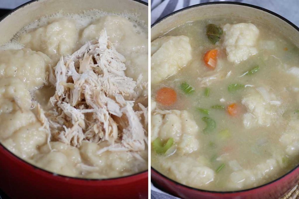 Add chicken and vegetables to the soup