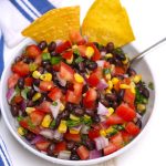 This black bean and corn salsa is so flavorful and refreshing. It takes only 5 minutes and has been my favorite salsa recipe. Bonus: it’s bright and colorful, and you can serve it as a dip, topping, or side dish!