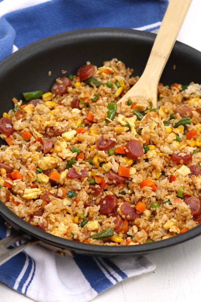 This Chinese sausage fried rice recipe is a quick and easy way to transform leftover rice into a delicious and satisfying meal. The Chinese sausage adds a unique sweet and savory flavor to the fried rice.