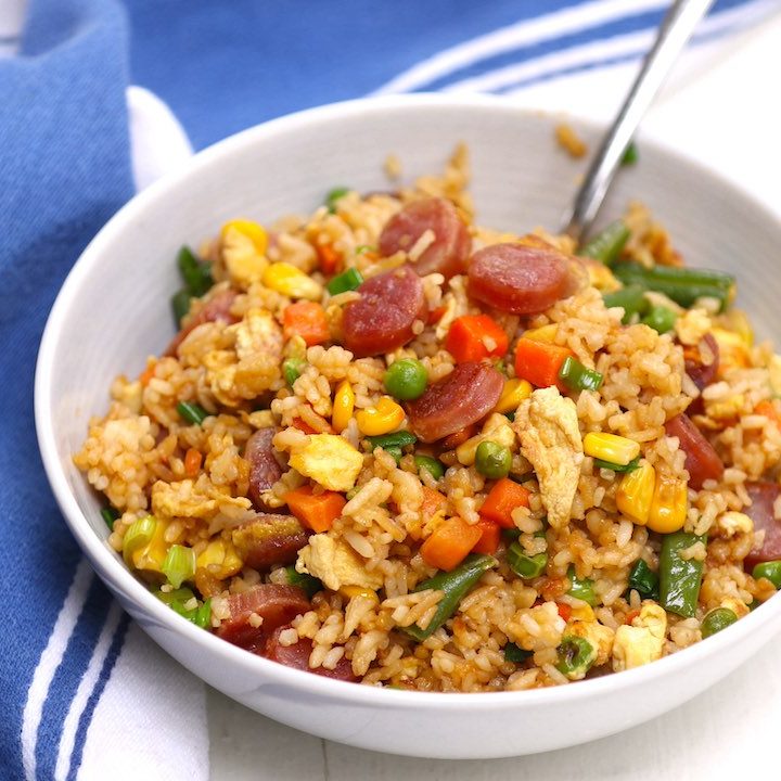Chinese Sausage Fried Rice IzzyCooking